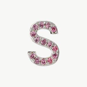 White Gold, Pink Sapphire Letter Bead - Image 47
