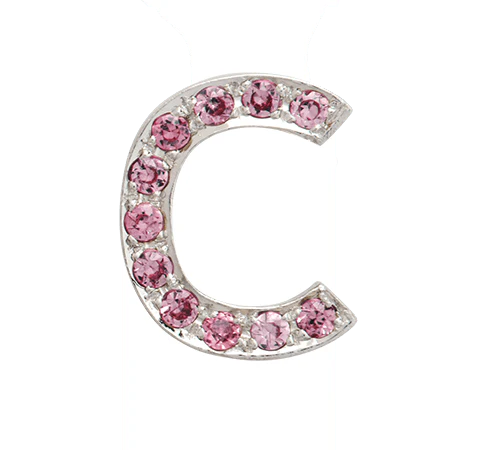 White Gold, Pink Sapphire Letter Bead - Image 5