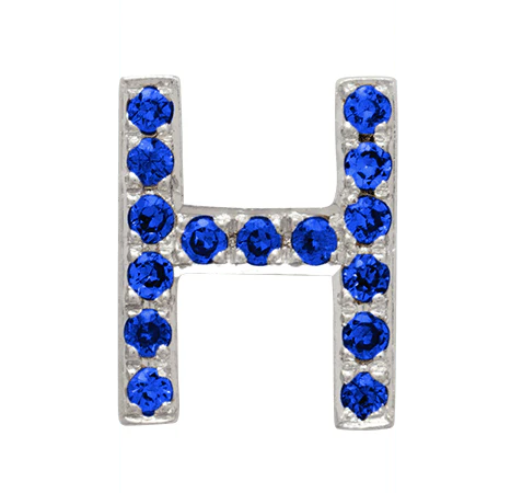 White Gold, Blue Sapphire Letter Bead - Image 10