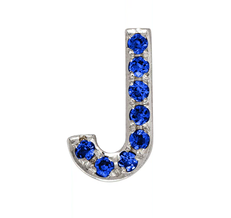 White Gold, Blue Sapphire Letter Bead - Image 12