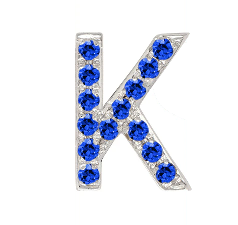 White Gold, Blue Sapphire Letter Bead - Image 13