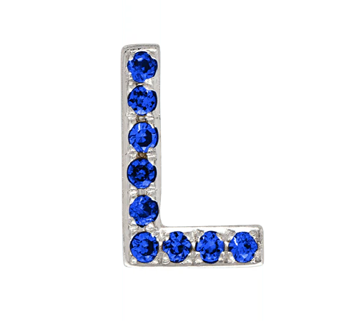 White Gold, Blue Sapphire Letter Bead - Image 14