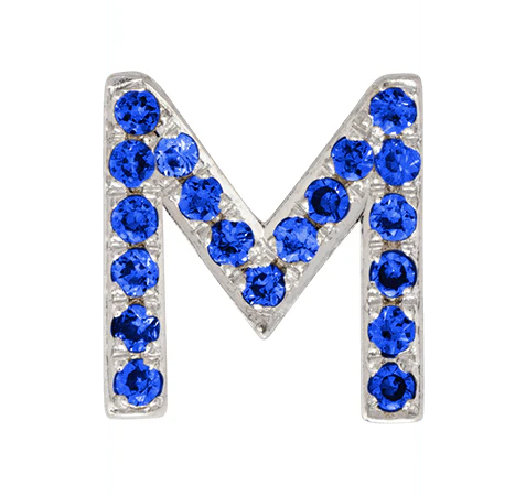White Gold, Blue Sapphire Letter Bead - Image 15