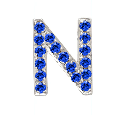 White Gold, Blue Sapphire Letter Bead - Image 16