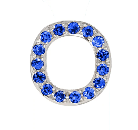 White Gold, Blue Sapphire Letter Bead - Image 17