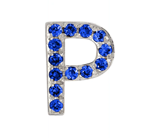 White Gold, Blue Sapphire Letter Bead - Image 18