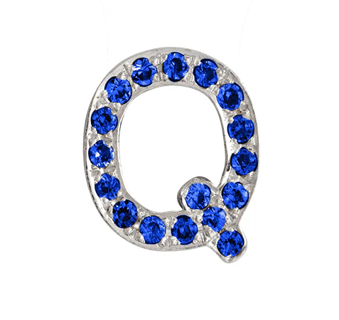 White Gold, Blue Sapphire Letter Bead - Image 19