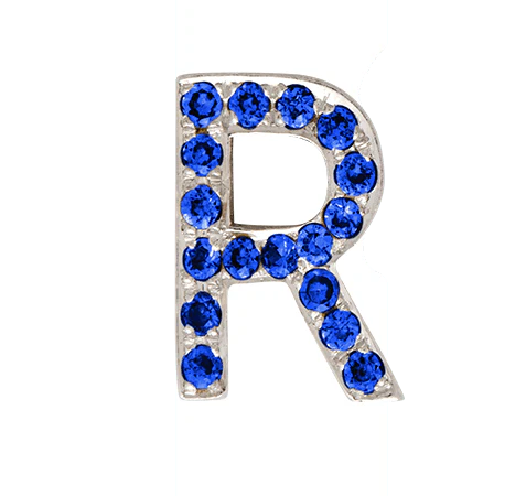 White Gold, Blue Sapphire Letter Bead - Image 20