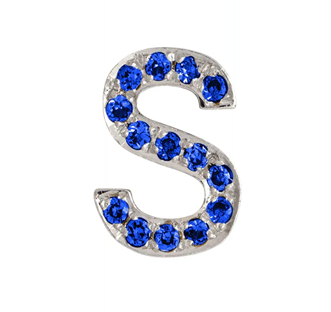 White Gold, Blue Sapphire Letter Bead - Image 21