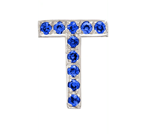 White Gold, Blue Sapphire Letter Bead - Image 22