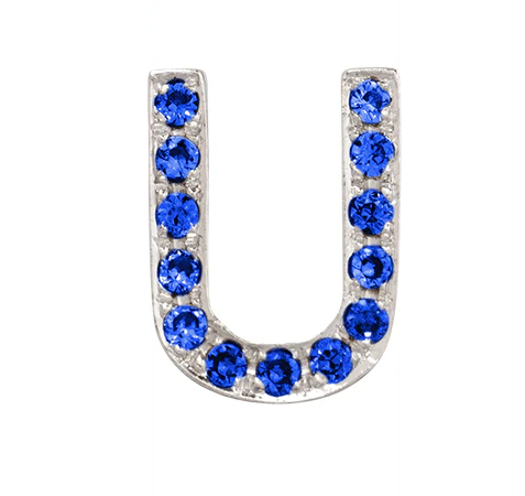 White Gold, Blue Sapphire Letter Bead - Image 23