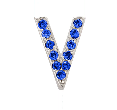 White Gold, Blue Sapphire Letter Bead - Image 24