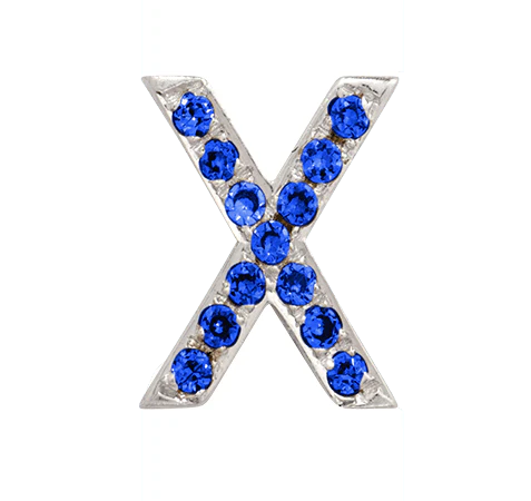 White Gold, Blue Sapphire Letter Bead - Image 26