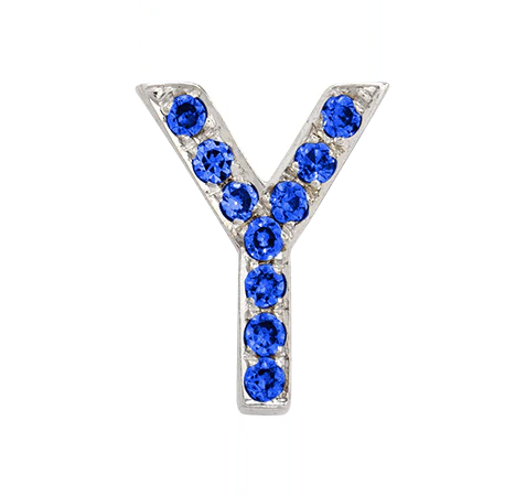 White Gold, Blue Sapphire Letter Bead - Image 27