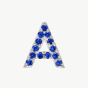 White Gold, Blue Sapphire Letter Bead - Image 29