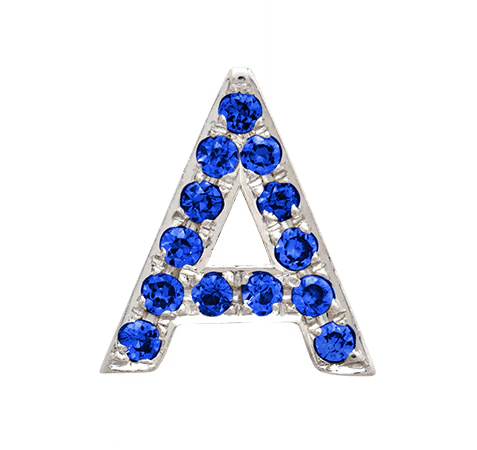 White Gold, Blue Sapphire Letter Bead - Image 3