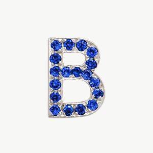 White Gold, Blue Sapphire Letter Bead - Image 30