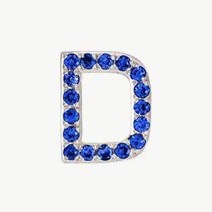 White Gold, Blue Sapphire Letter Bead - Image 32