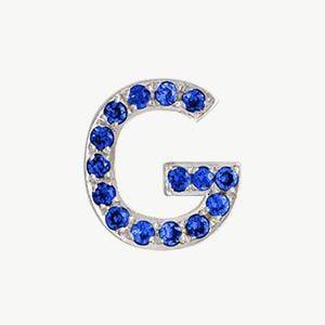 White Gold, Blue Sapphire Letter Bead - Image 35