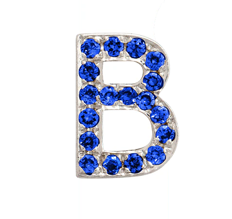 White Gold, Blue Sapphire Letter Bead - Image 4