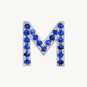 White Gold, Blue Sapphire Letter Bead - Image 41