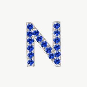 White Gold, Blue Sapphire Letter Bead - Image 42