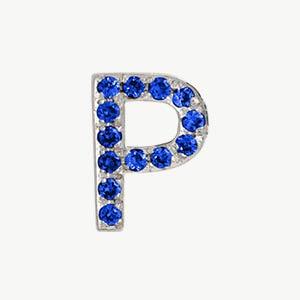 White Gold, Blue Sapphire Letter Bead - Image 44