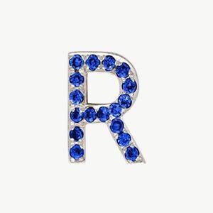 White Gold, Blue Sapphire Letter Bead - Image 46
