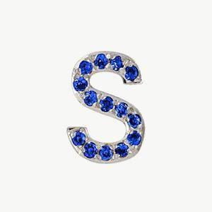 White Gold, Blue Sapphire Letter Bead - Image 47