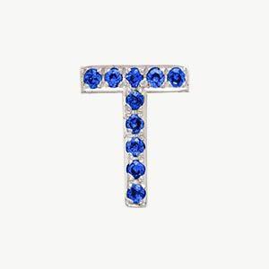 White Gold, Blue Sapphire Letter Bead - Image 48