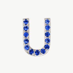 White Gold, Blue Sapphire Letter Bead - Image 49
