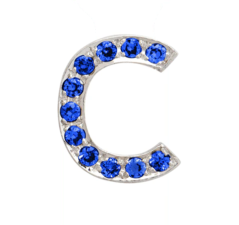 White Gold, Blue Sapphire Letter Bead - Image 5