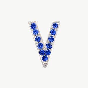 White Gold, Blue Sapphire Letter Bead - Image 50