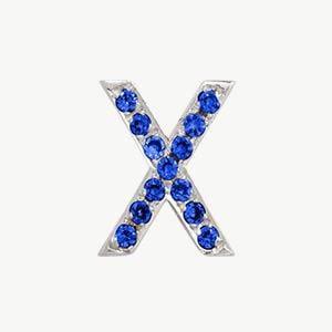 White Gold, Blue Sapphire Letter Bead - Image 52