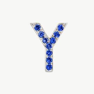 White Gold, Blue Sapphire Letter Bead - Image 53