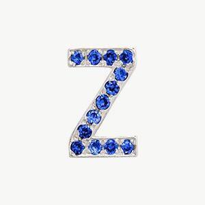 White Gold, Blue Sapphire Letter Bead - Image 54