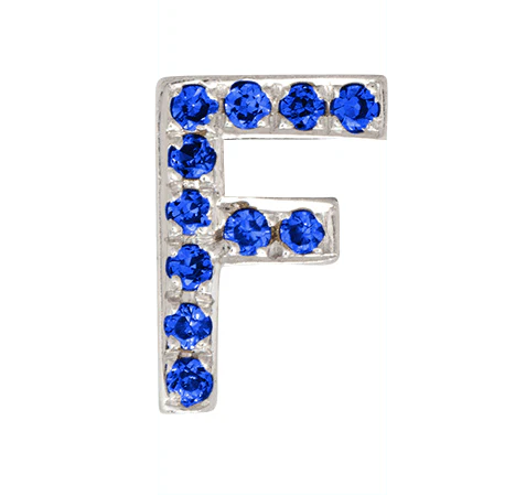 White Gold, Blue Sapphire Letter Bead - Image 8