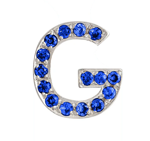 White Gold, Blue Sapphire Letter Bead - Image 9