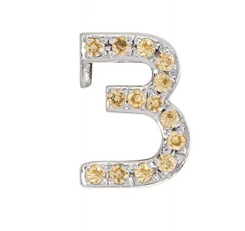 White Gold, Yellow Sapphire Number Bead - Image 15