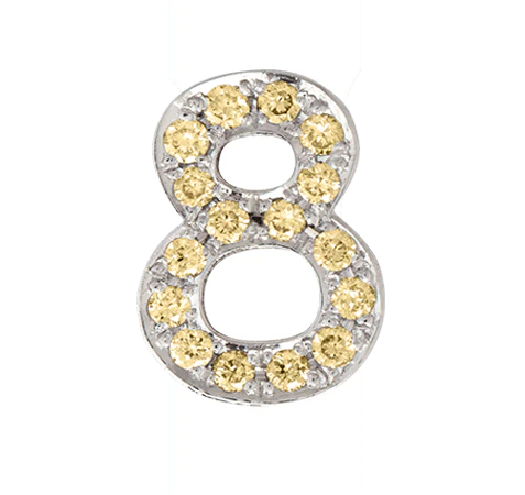 White Gold, Yellow Sapphire Number Bead - Image 20