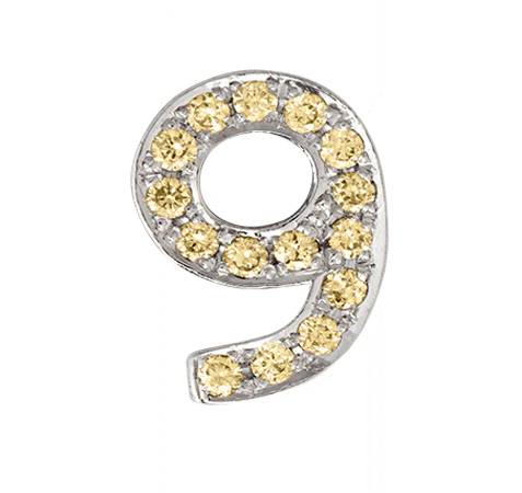 White Gold, Yellow Sapphire Number Bead - Image 21