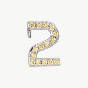 White Gold, Yellow Sapphire Number Bead - Image 4