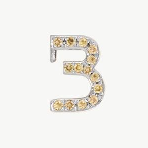 White Gold, Yellow Sapphire Number Bead - Image 5