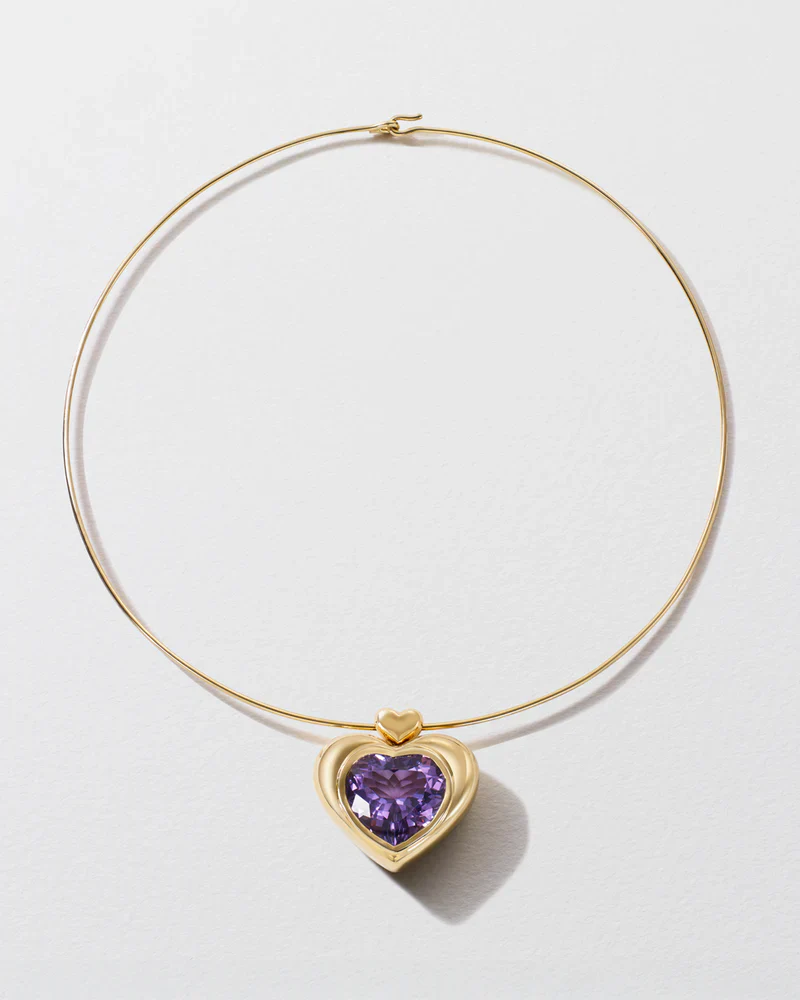 Cupid’s Big Amethyst Heart Pendant on Torque Necklace - Image 3
