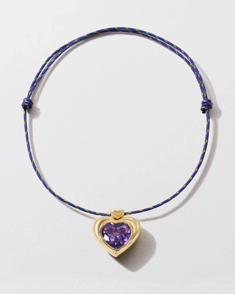 Cupid’s Big Amethyst Heart Pendant on Torque Necklace - Image 4