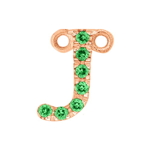 Green Garnet + 14k Rose Gold Letter Charm - Image 10