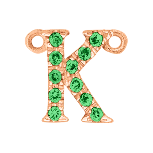 Green Garnet + 14k Rose Gold Letter Charm - Image 11