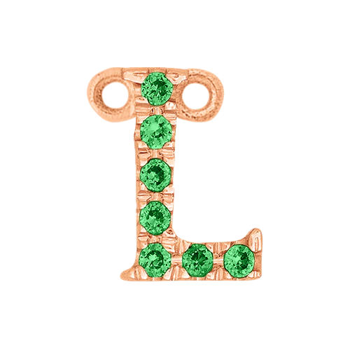 Green Garnet + 14k Rose Gold Letter Charm - Image 12