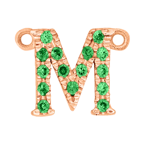 Green Garnet + 14k Rose Gold Letter Charm - Image 13