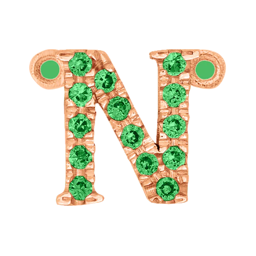 Green Garnet + 14k Rose Gold Letter Charm - Image 14